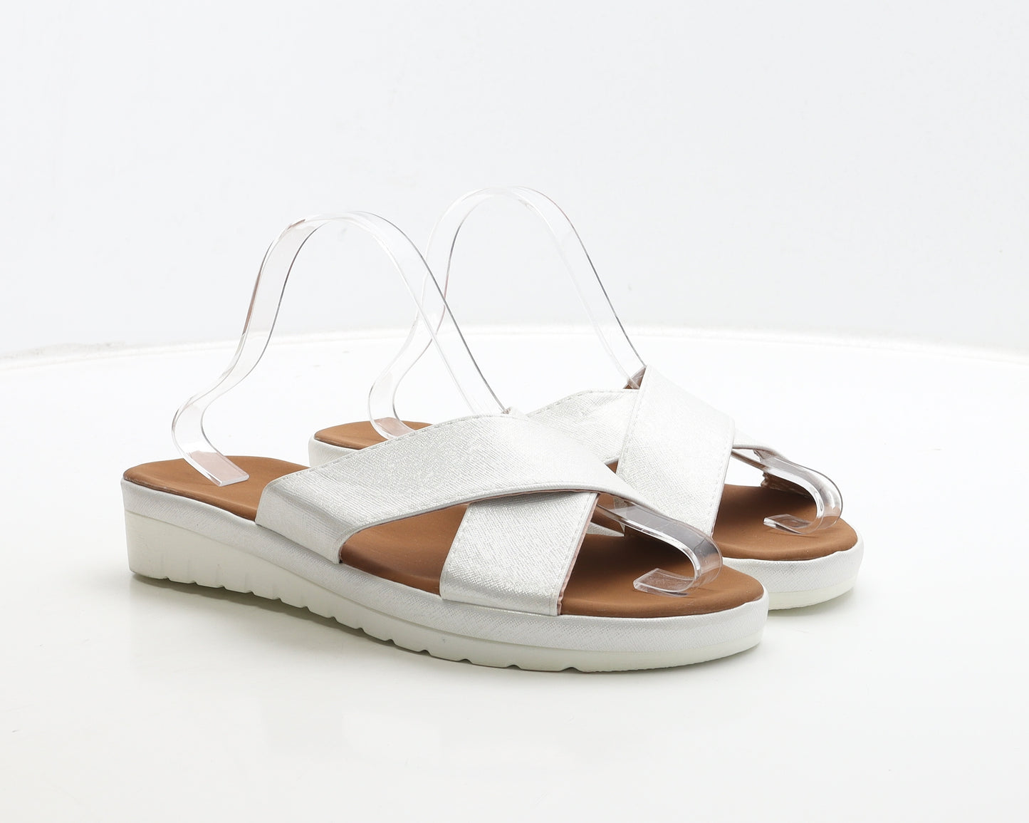 Preworn Womens White Polyester Slip On Sandal UK 8 41