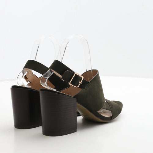 Primark Womens Green Suede Slingback Heel UK 6 39