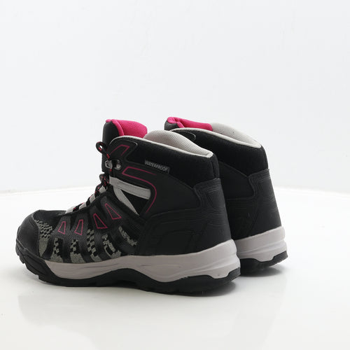 Crivit Womens Black Leather Combat Boot UK 4 37 - Walking Boots