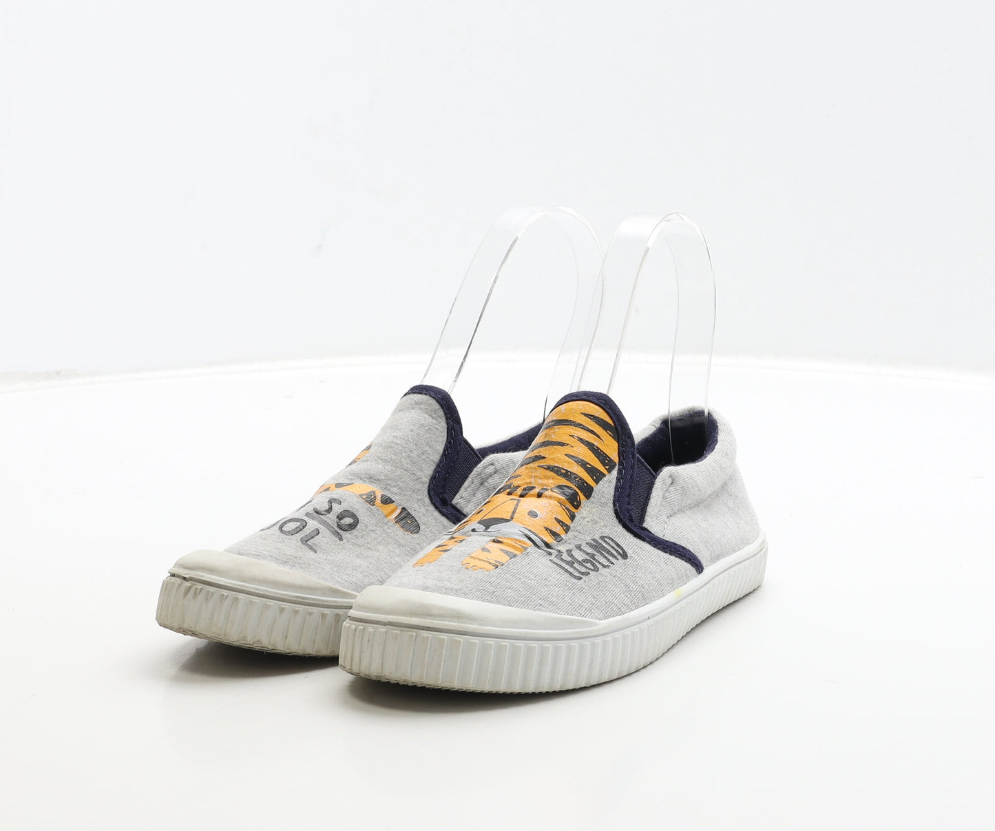 F&F Boys Grey Polyester Trainer UK 12 31 - Tiger Print