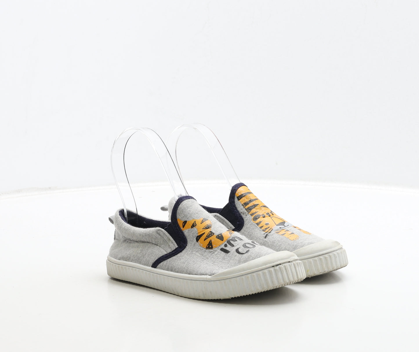 F&F Boys Grey Polyester Trainer UK 12 31 - Tiger Print