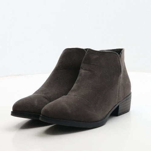 Peacocks Womens Grey Leather Bootie Boot UK 4 37