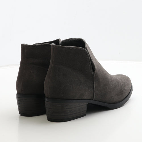 Peacocks Womens Grey Leather Bootie Boot UK 4 37