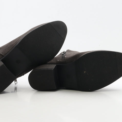 Peacocks Womens Grey Leather Bootie Boot UK 4 37