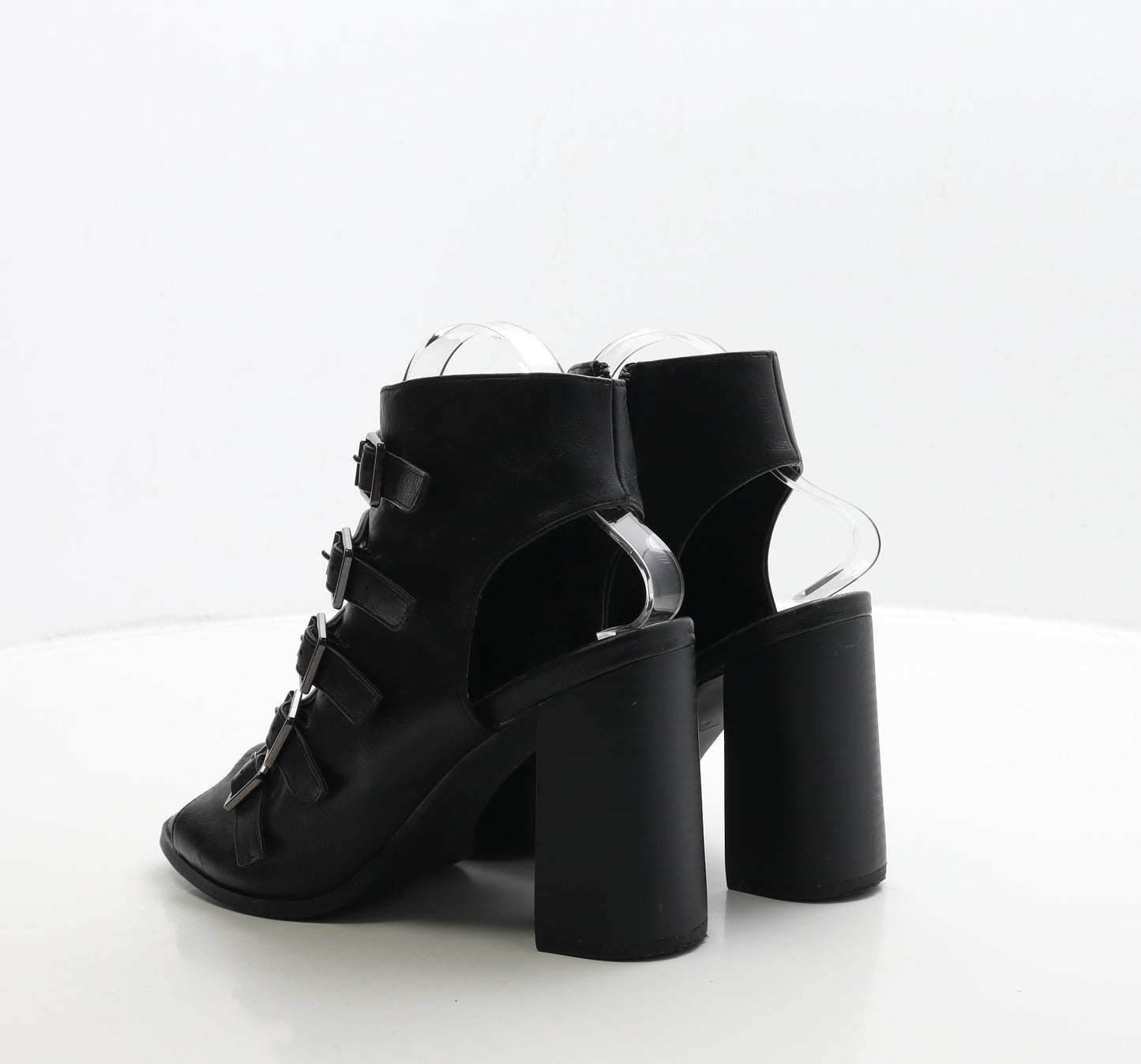 New Look Womens Black Leather Gladiator Heel UK 8 41