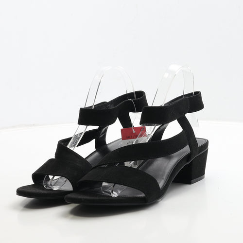 Matalan Womens Black Suede Strappy Heel UK 7 40 - Wide Fit