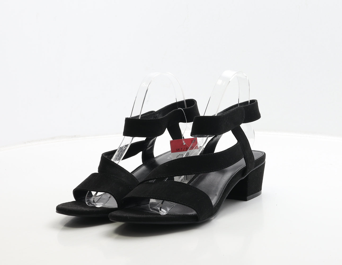 Matalan Womens Black Suede Strappy Heel UK 7 40 - Wide Fit