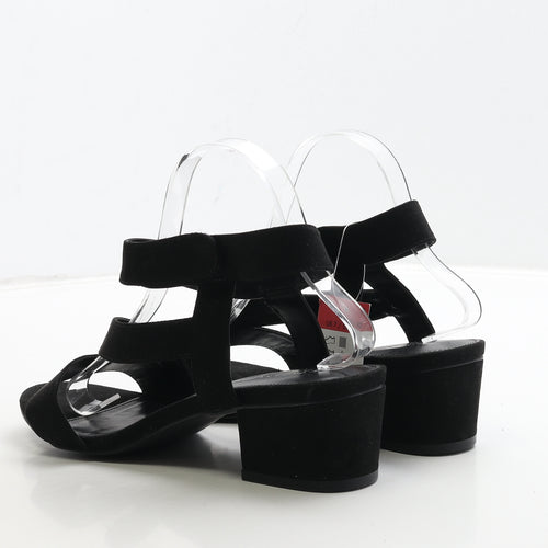 Matalan Womens Black Suede Strappy Heel UK 7 40 - Wide Fit
