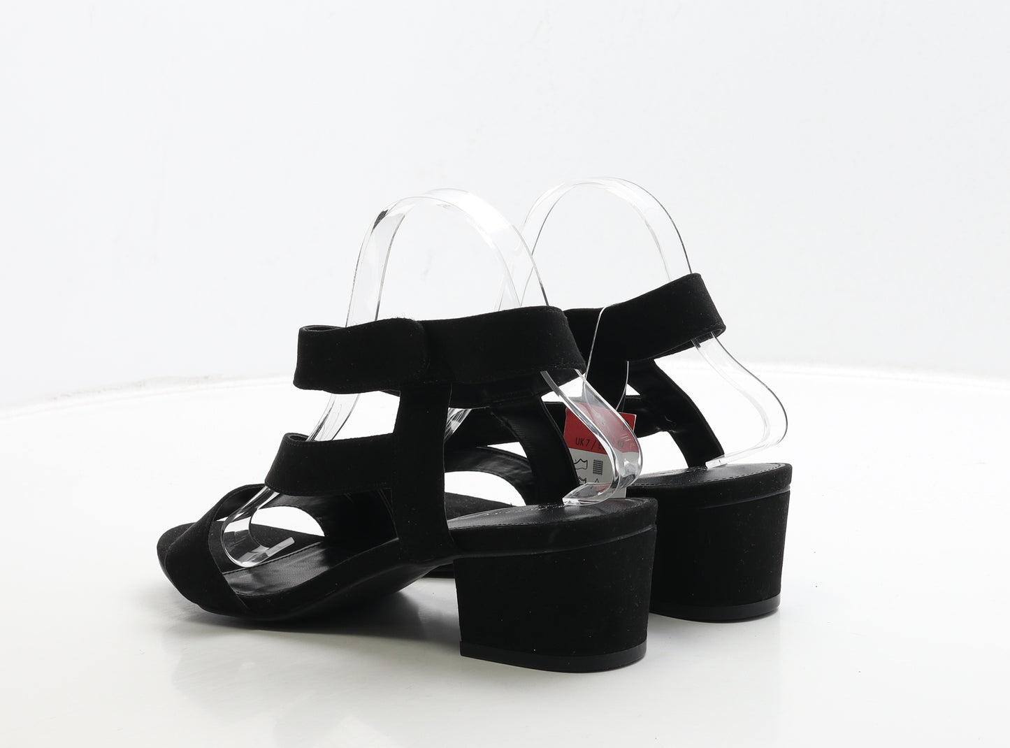 Matalan Womens Black Suede Strappy Heel UK 7 40 - Wide Fit