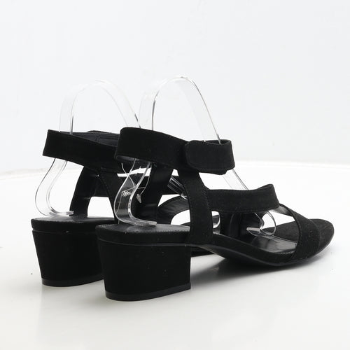Matalan Womens Black Suede Strappy Heel UK 7 40 - Wide Fit