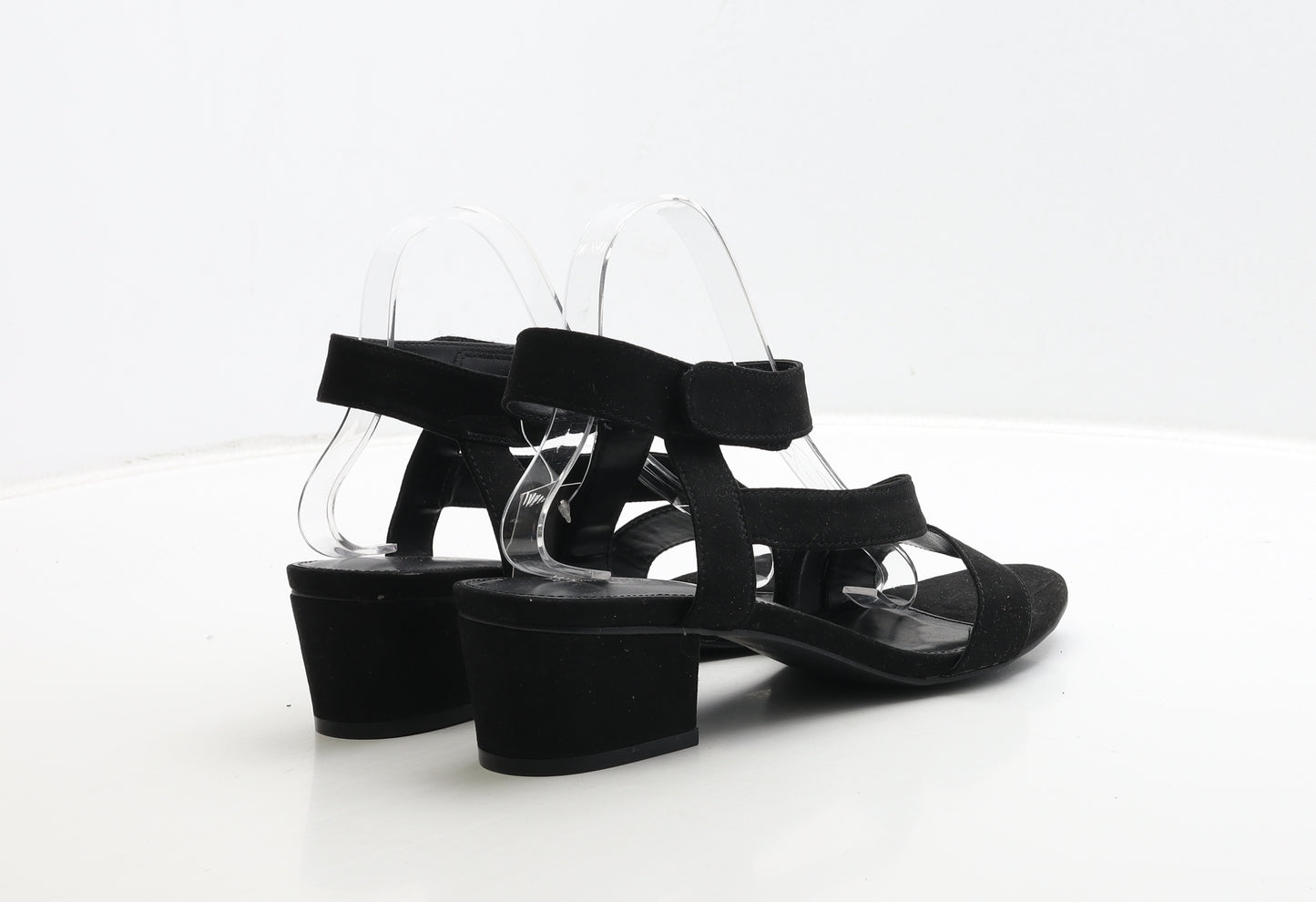 Matalan Womens Black Suede Strappy Heel UK 7 40 - Wide Fit