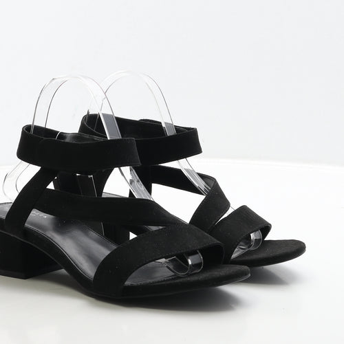 Matalan Womens Black Suede Strappy Heel UK 7 40 - Wide Fit