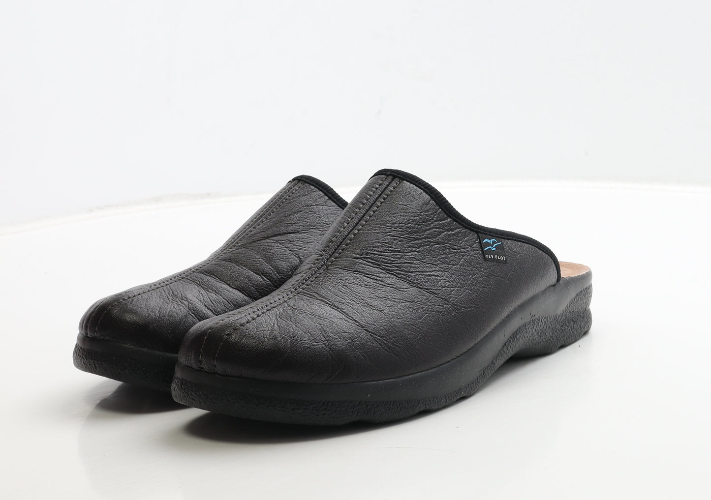 Fly Flot Womens Black Leather Slider Sandal UK 8 42