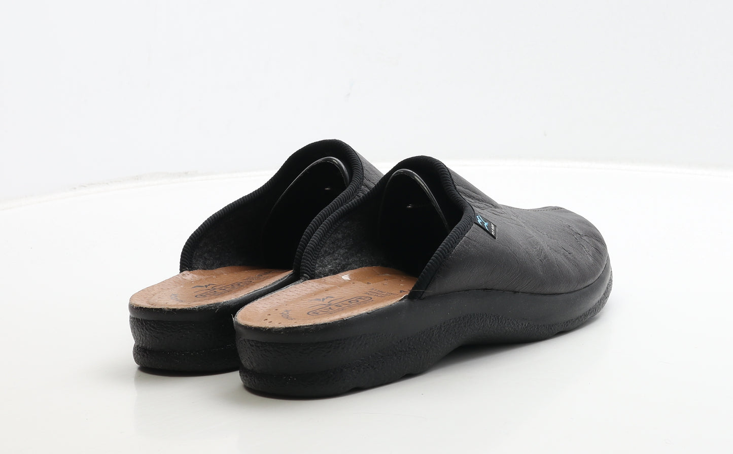 Fly Flot Womens Black Leather Slider Sandal UK 8 42