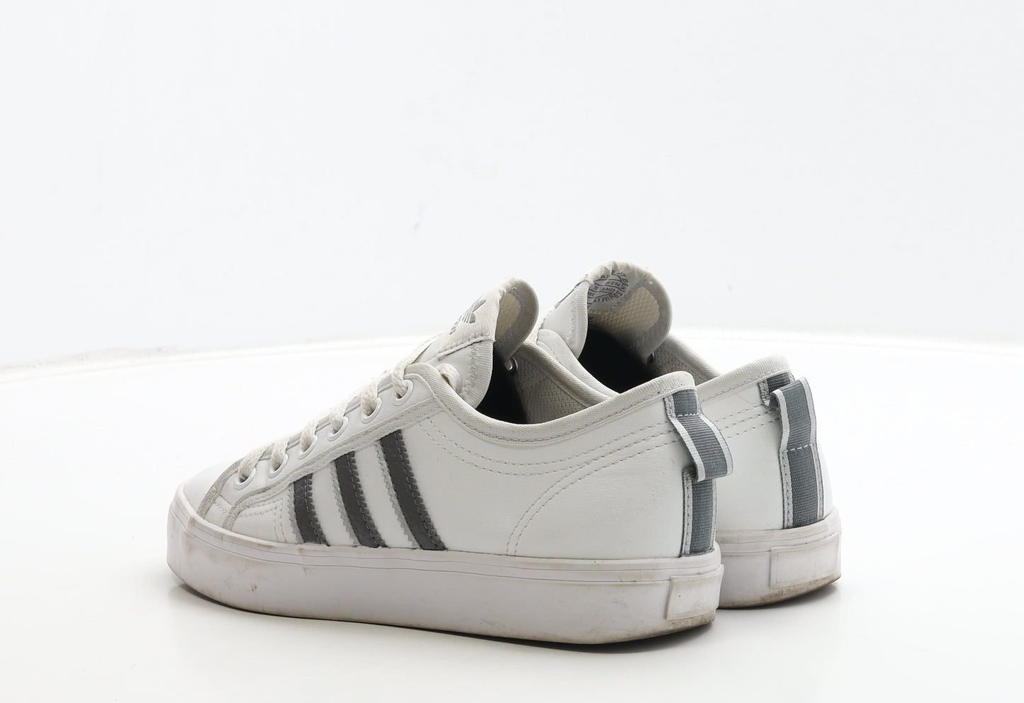 adidas Womens White Striped Leather Trainer UK 4 36.5