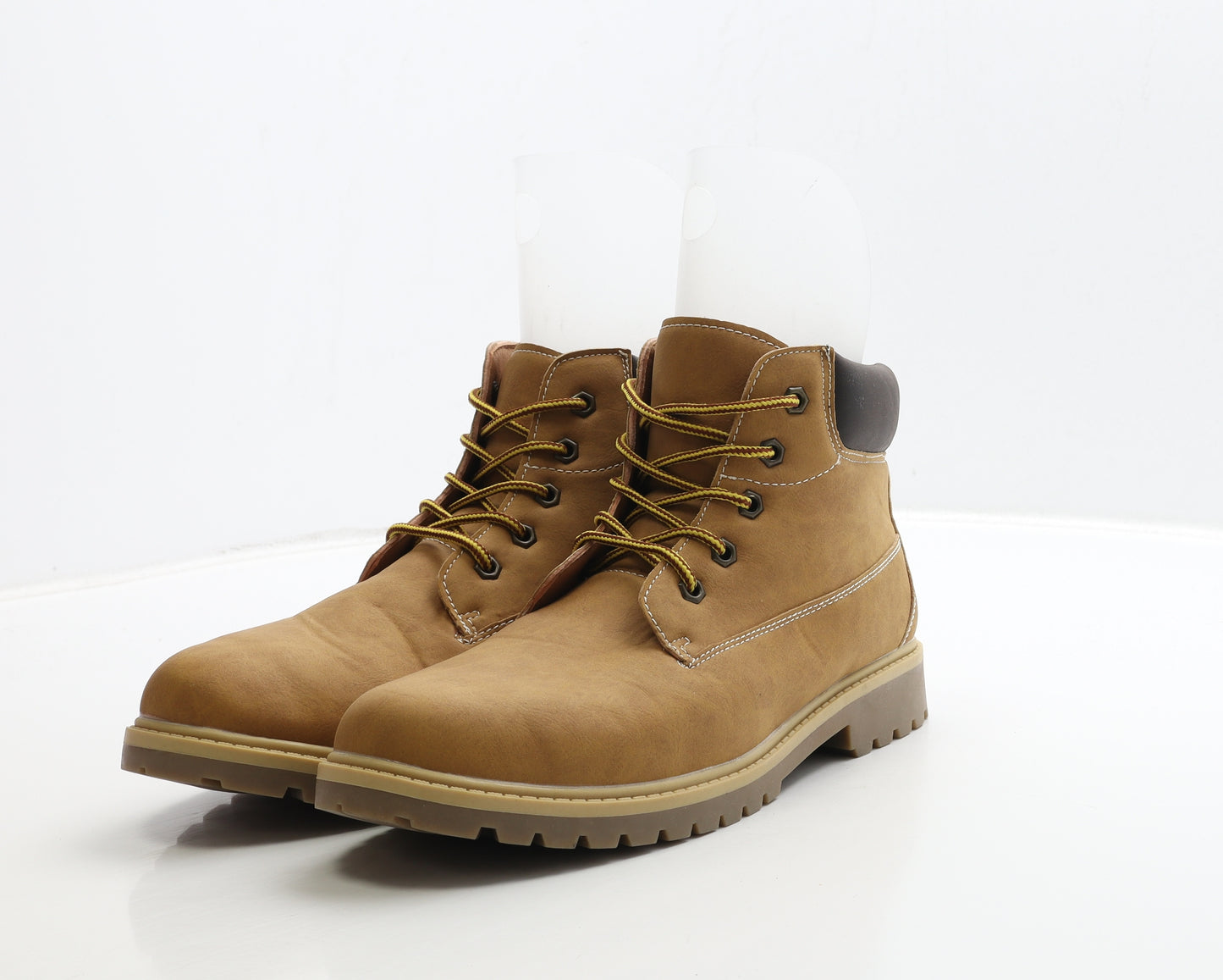 Primark Mens Brown Leather Combat Boot UK 8 42