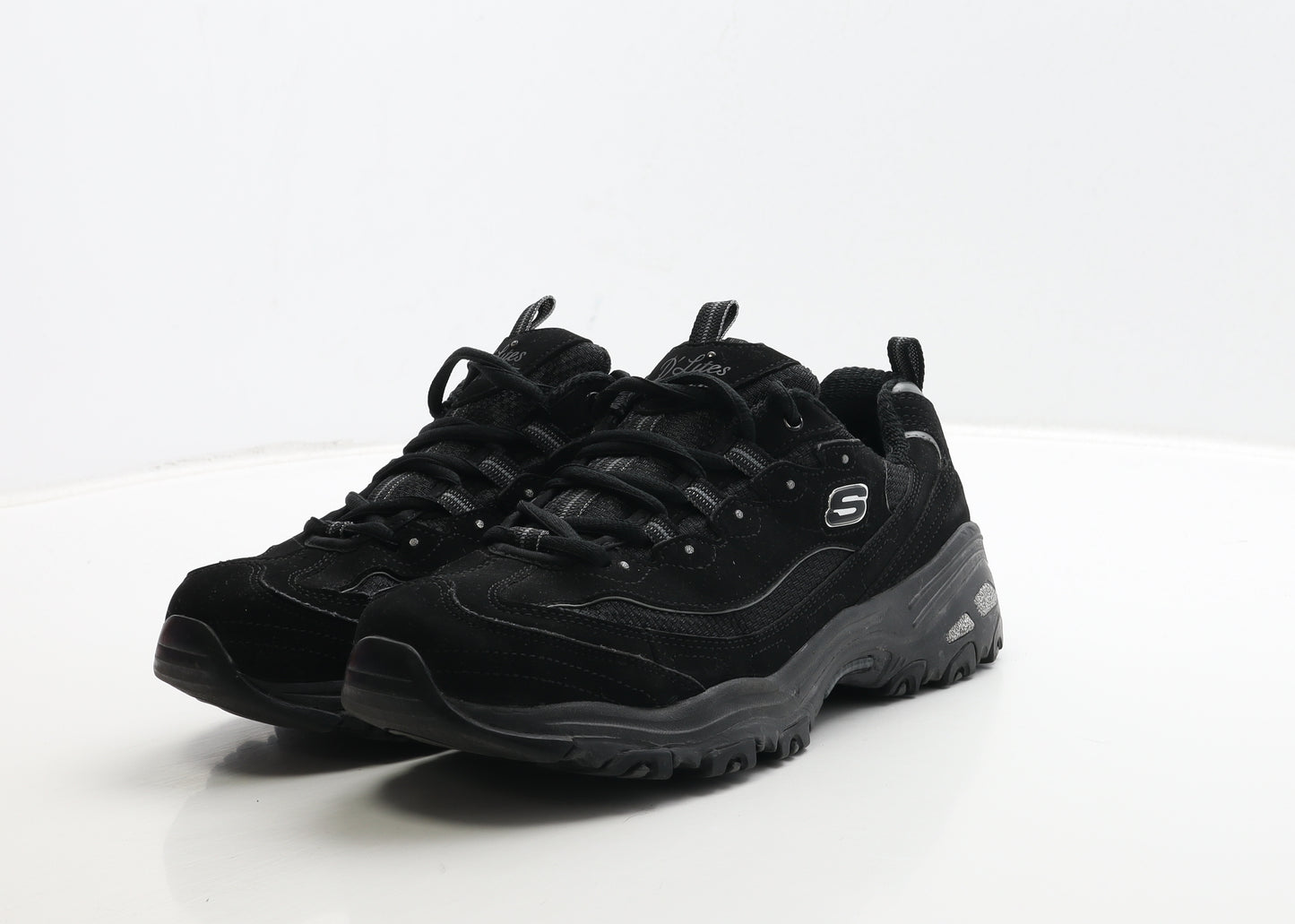 Skechers Womens Black Leather Trainer UK 6 39 - Wide Fit