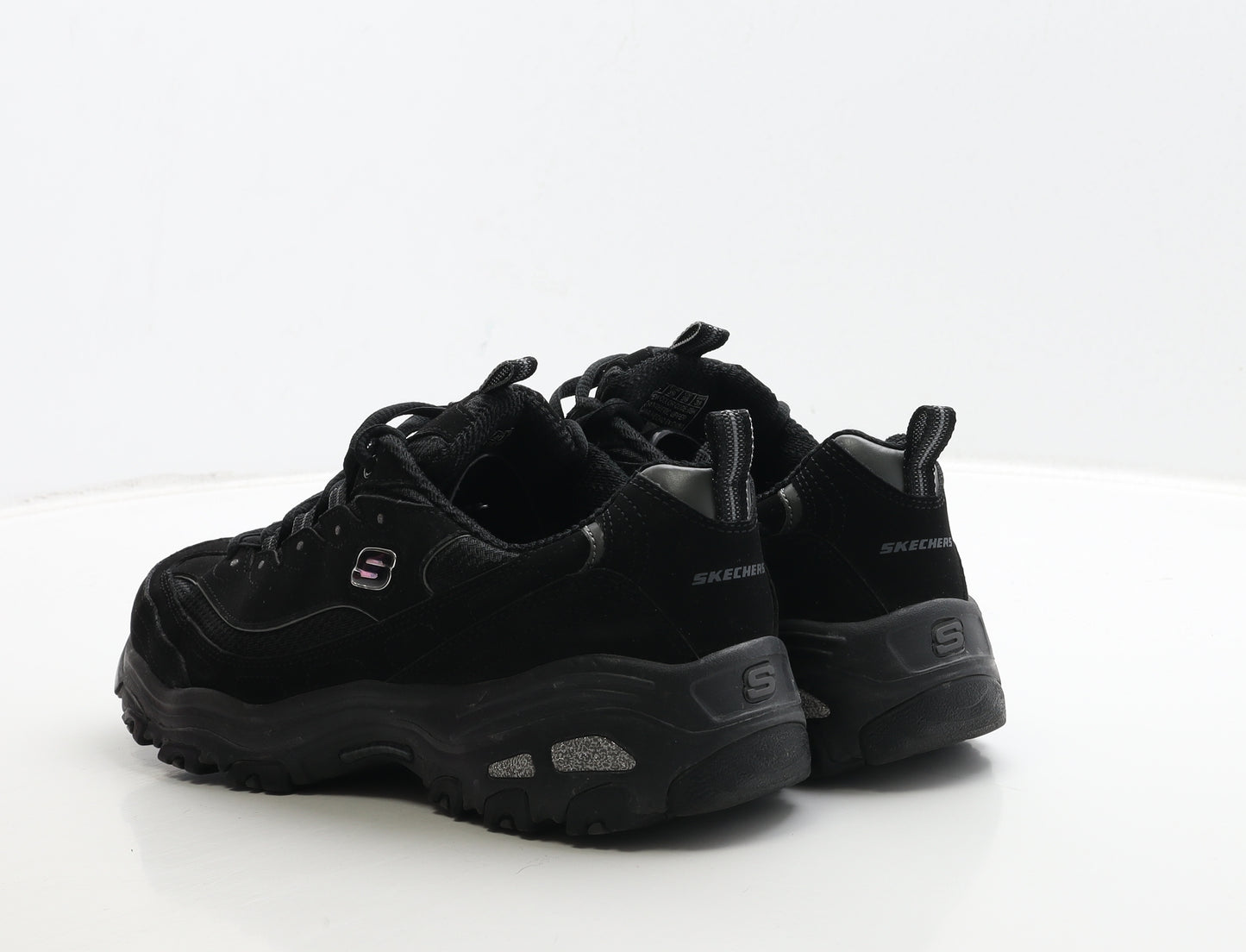 Skechers Womens Black Leather Trainer UK 6 39 - Wide Fit