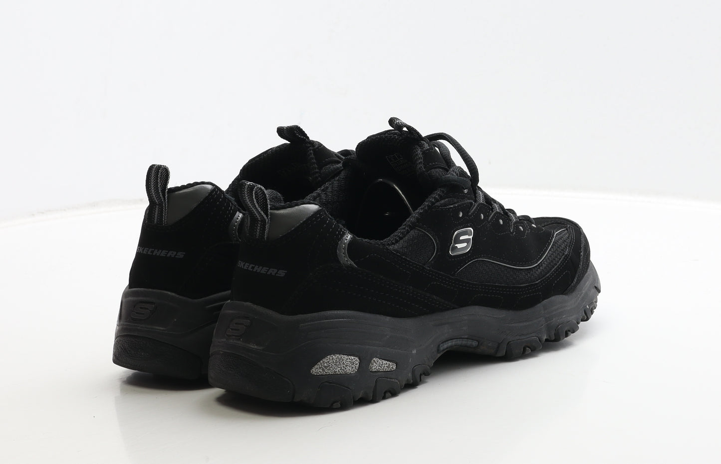 Skechers Womens Black Leather Trainer UK 6 39 - Wide Fit