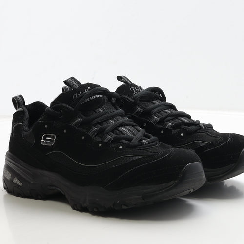 Skechers Womens Black Leather Trainer UK 6 39 - Wide Fit