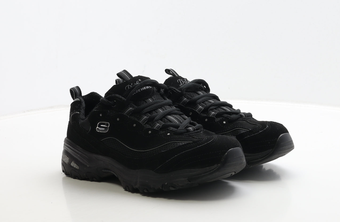 Skechers Womens Black Leather Trainer UK 6 39 - Wide Fit