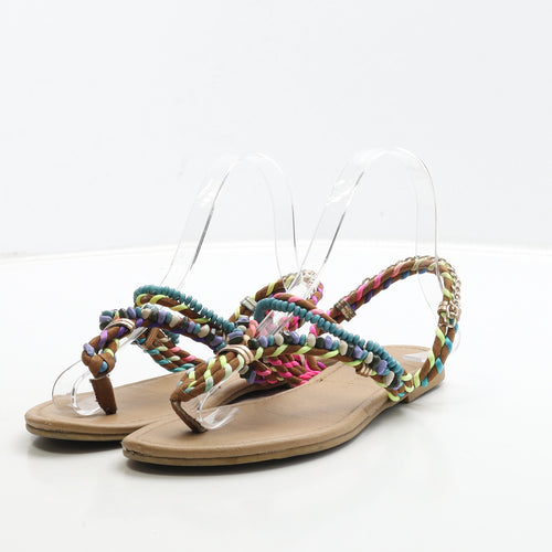 Atmosphere Womens Multicoloured Polyester Thong Sandal UK 4 37 - Chain Detail