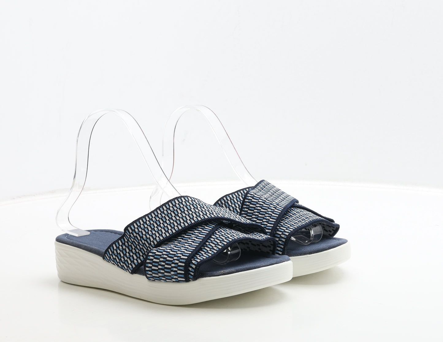 Preworn Womens Blue Geometric Polyester Slip On Sandal UK 7 40