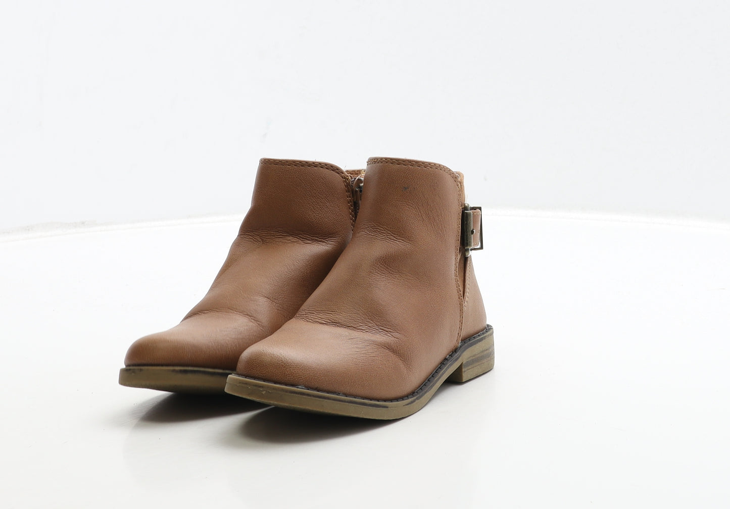 Dunnes Stores Girls Brown Leather Biker Boot UK 9 26