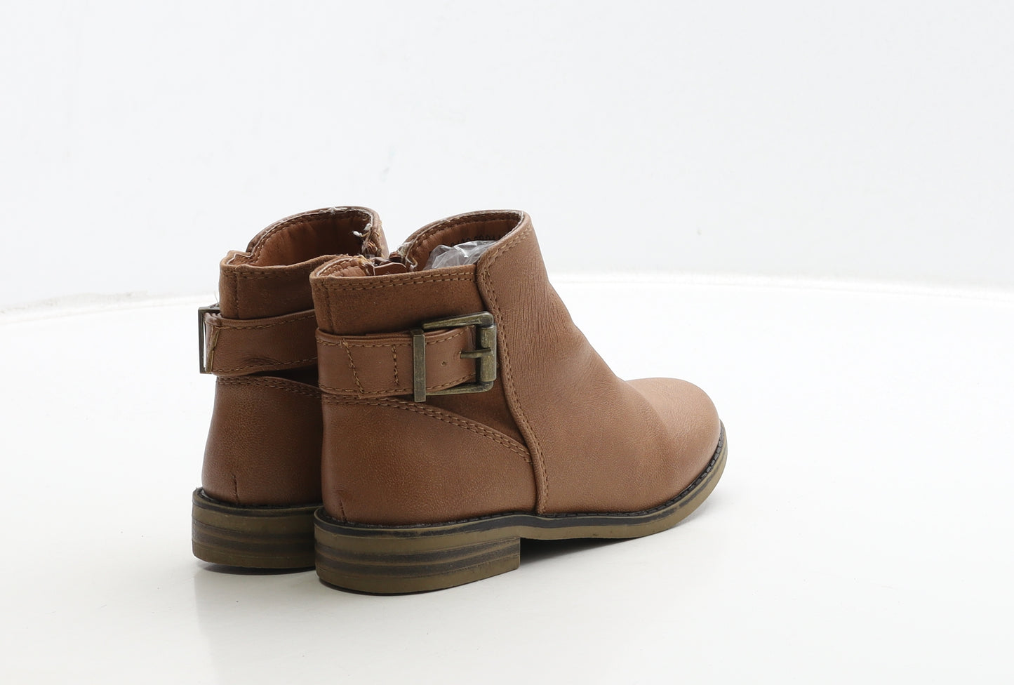 Dunnes Stores Girls Brown Leather Biker Boot UK 9 26