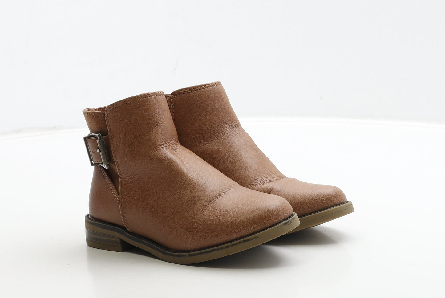 Dunnes Stores Girls Brown Leather Biker Boot UK 9 26
