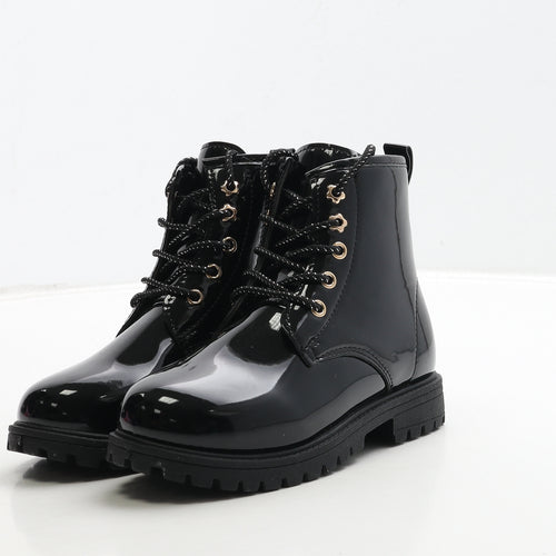 Pep&Co Girls Black PVC Biker Boot UK 12 30