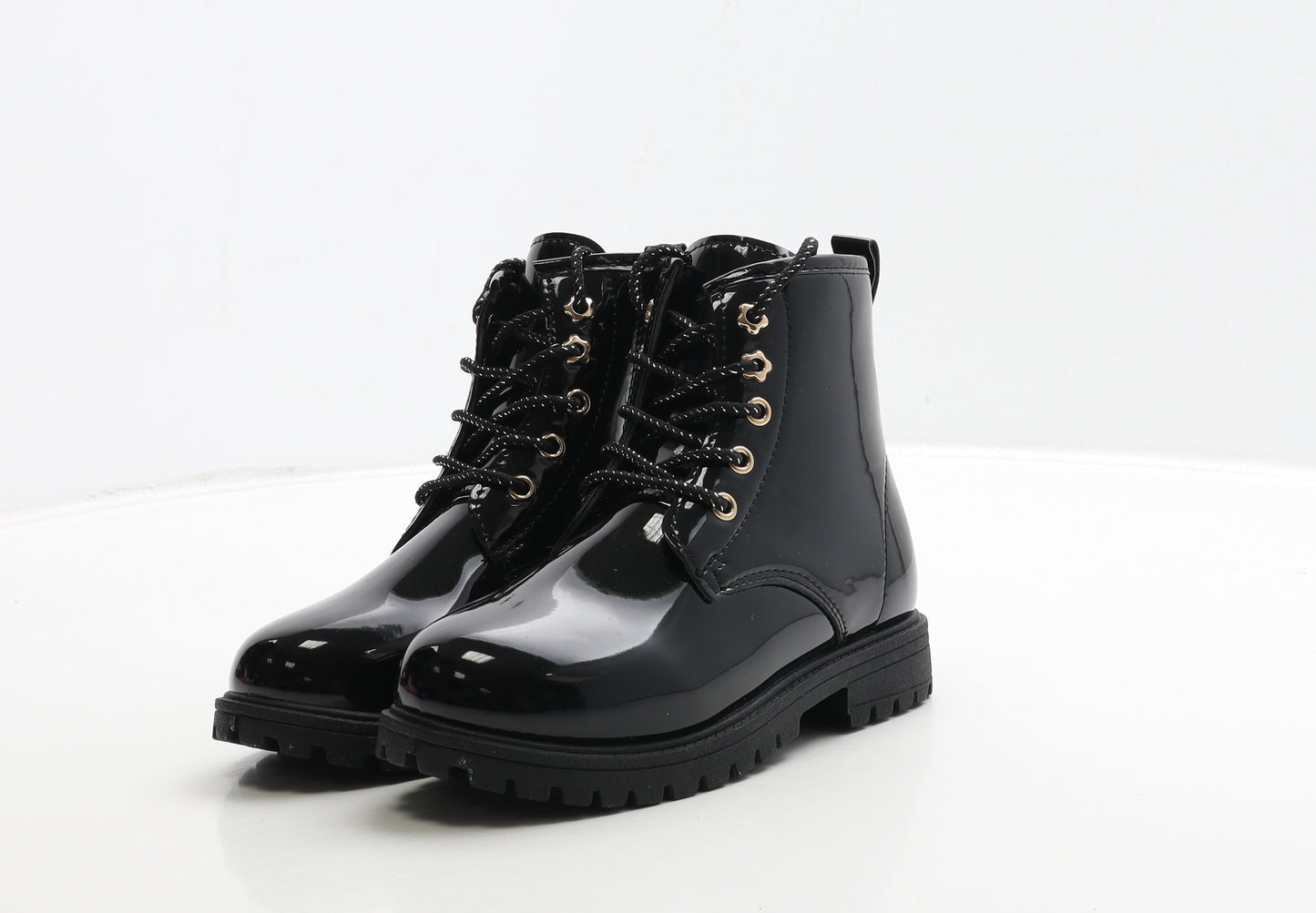 Pep&Co Girls Black PVC Biker Boot UK 12 30