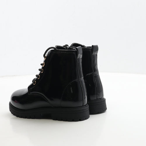 Pep&Co Girls Black PVC Biker Boot UK 12 30