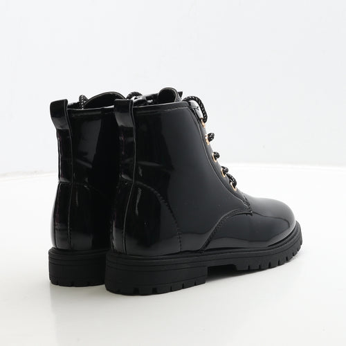 Pep&Co Girls Black PVC Biker Boot UK 12 30