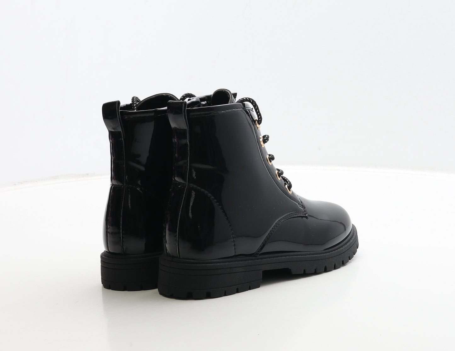 Pep&Co Girls Black PVC Biker Boot UK 12 30