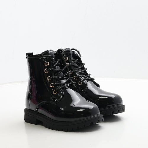 Pep&Co Girls Black PVC Biker Boot UK 12 30