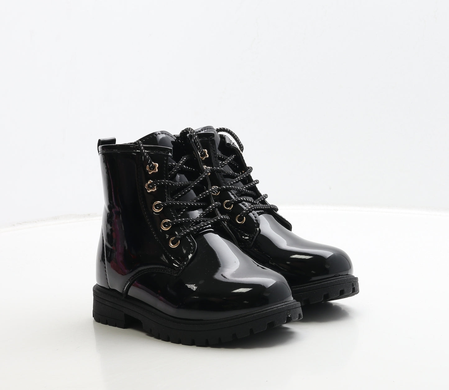 Pep&Co Girls Black PVC Biker Boot UK 12 30