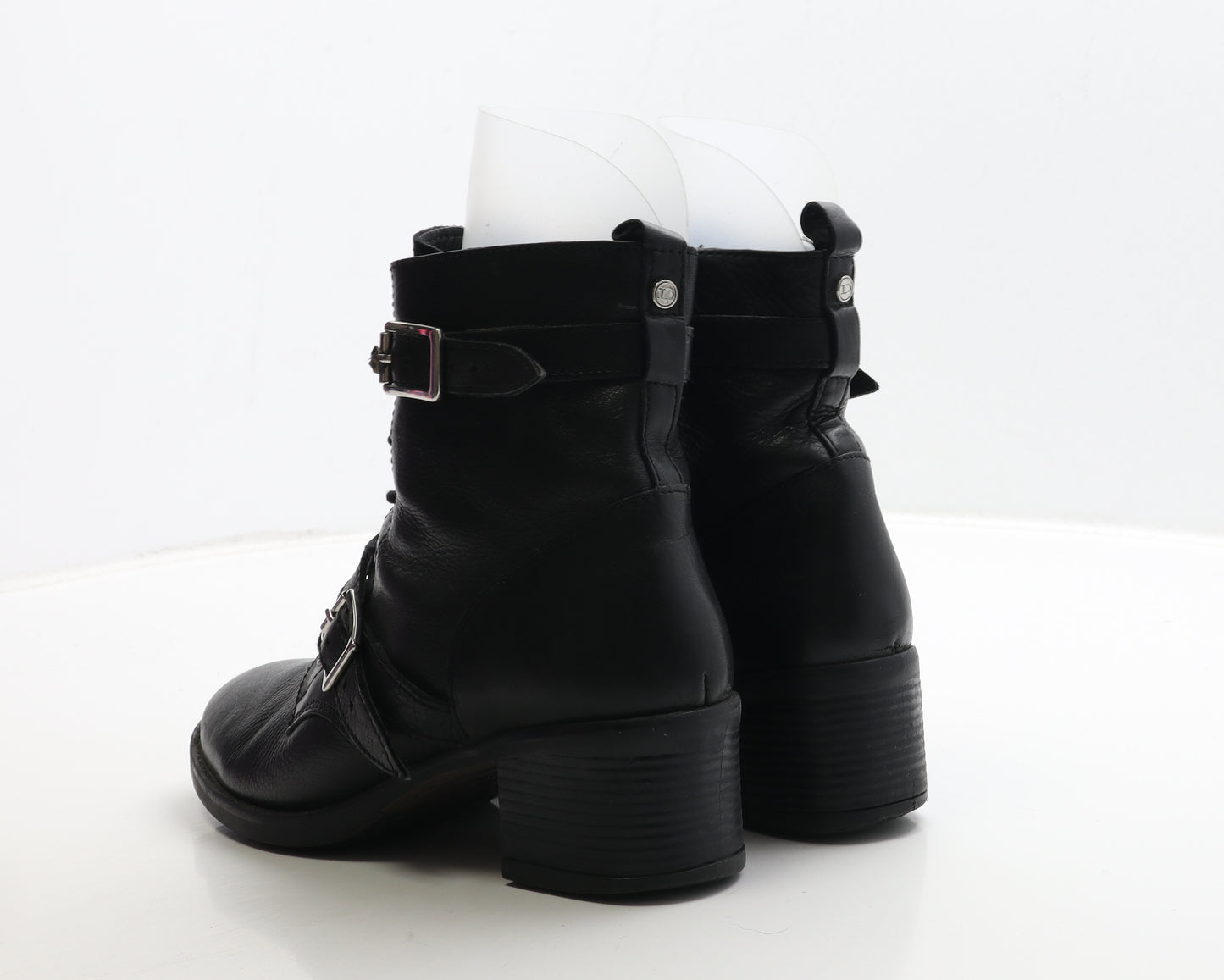 Dune Womens Black Leather Biker Boot UK 5 38