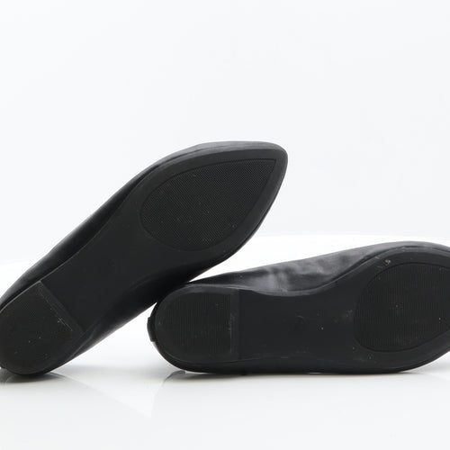 George Womens Black Leather Ballet Flat UK 3 36