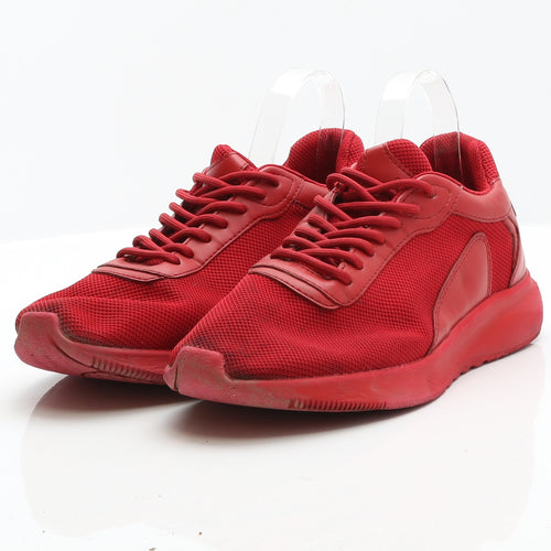 Bershka Mens Red Fabric Trainer UK 8 42