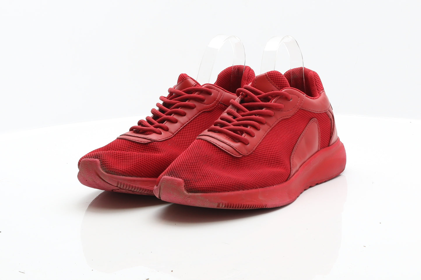 Bershka Mens Red Fabric Trainer UK 8 42
