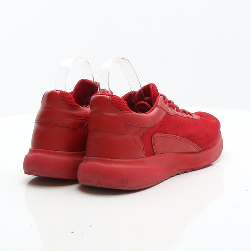 Bershka Mens Red Fabric Trainer UK 8 42