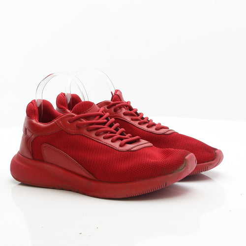 Bershka Mens Red Fabric Trainer UK 8 42