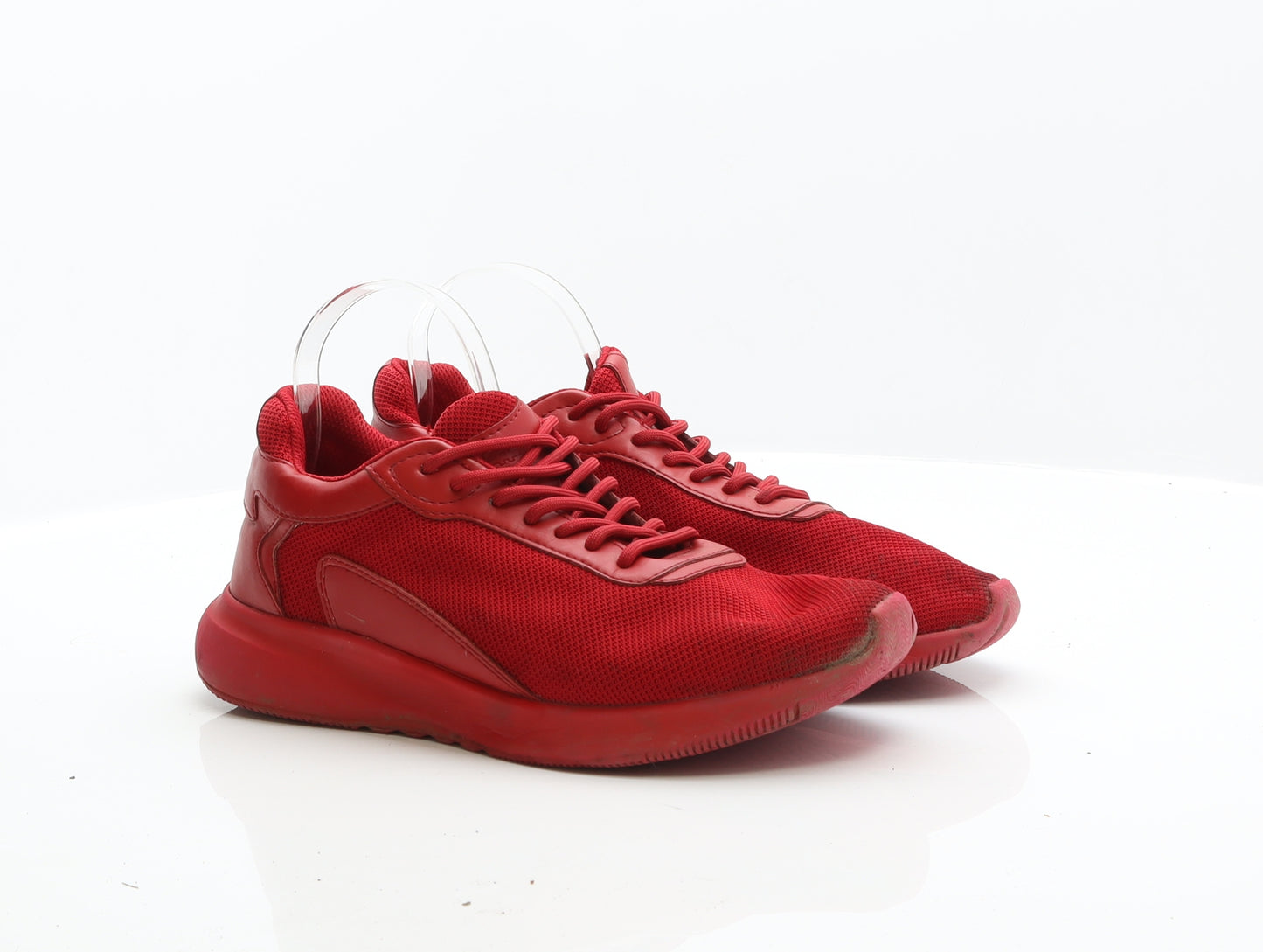 Bershka Mens Red Fabric Trainer UK 8 42