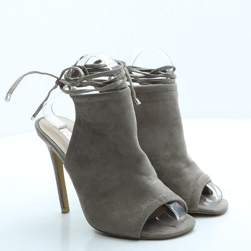 Primark Womens Grey Suede Mule Heel UK 4 37 US 6