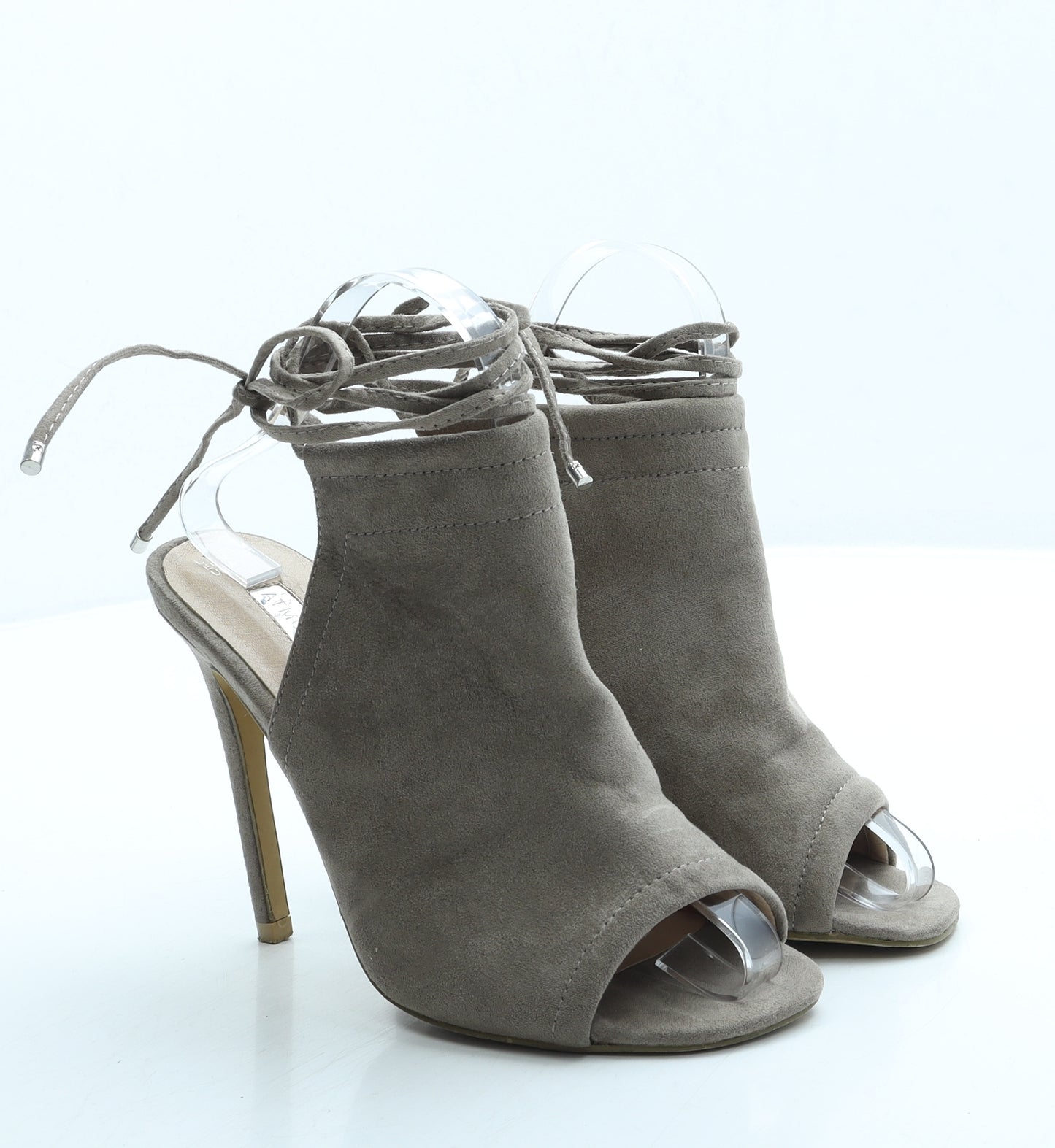 Primark Womens Grey Suede Mule Heel UK 4 37 US 6