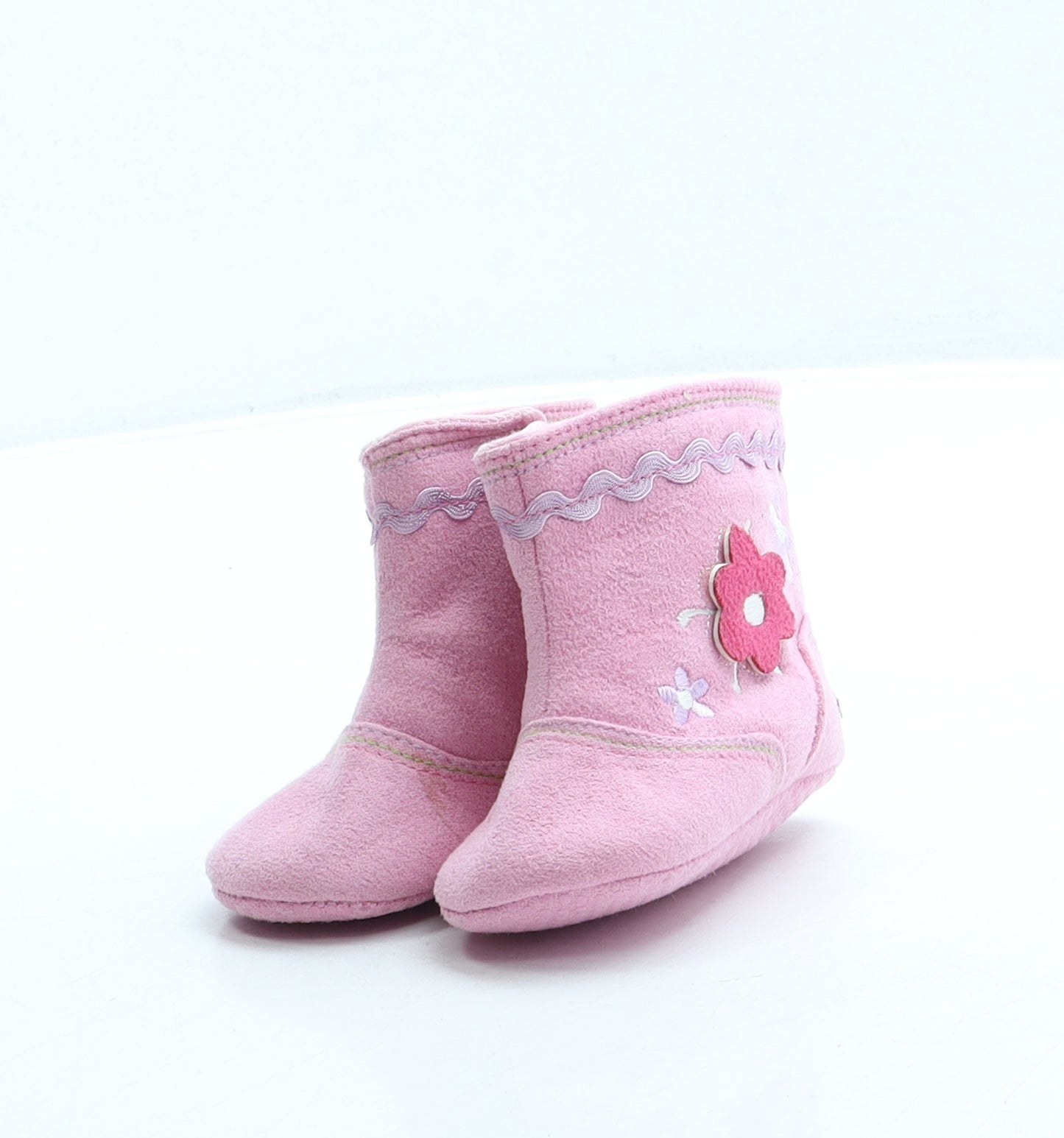 Preworn Girls Pink Polyester Shearling Style Boot UK 0-6 Months