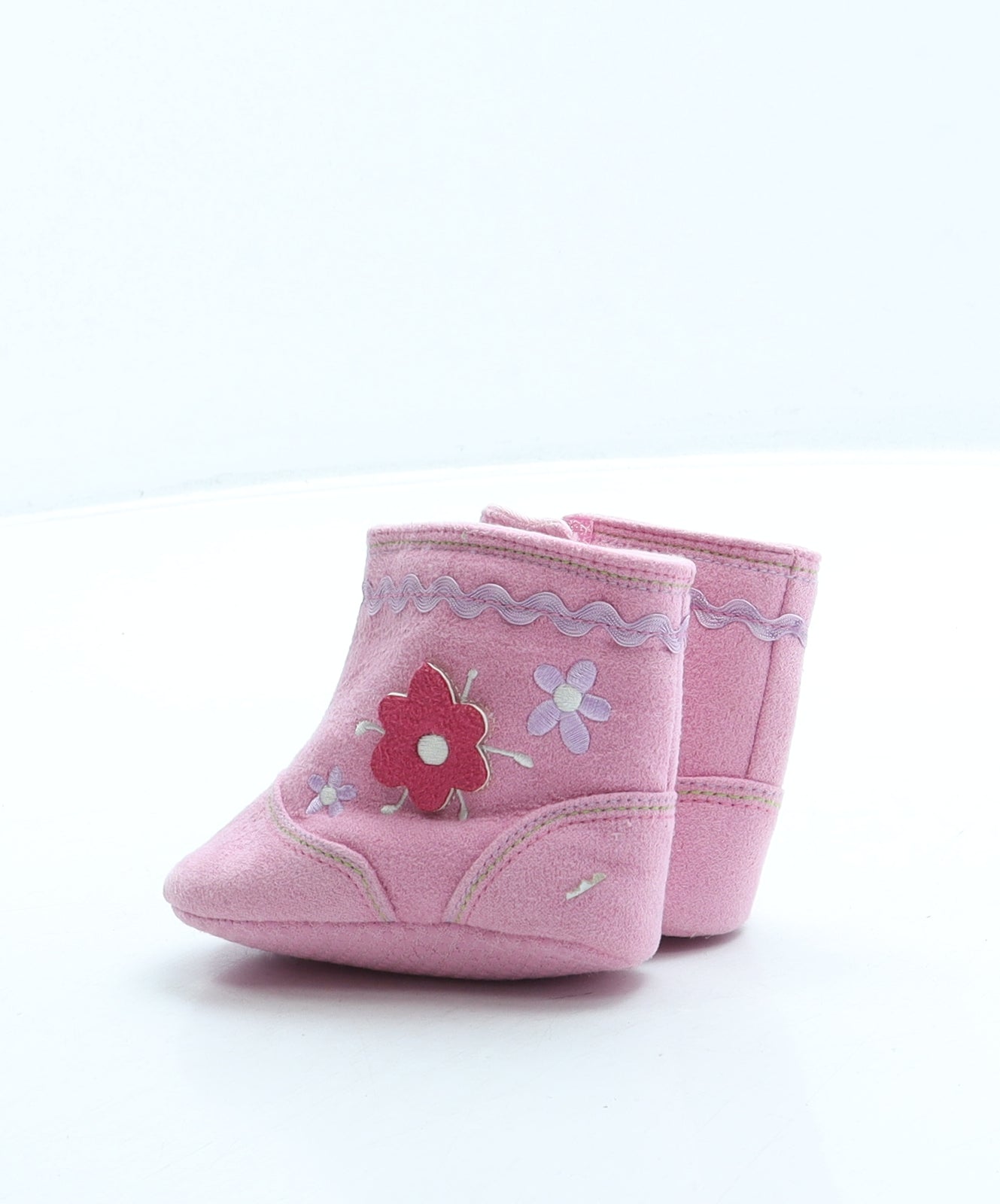 Preworn Girls Pink Polyester Shearling Style Boot UK 0-6 Months