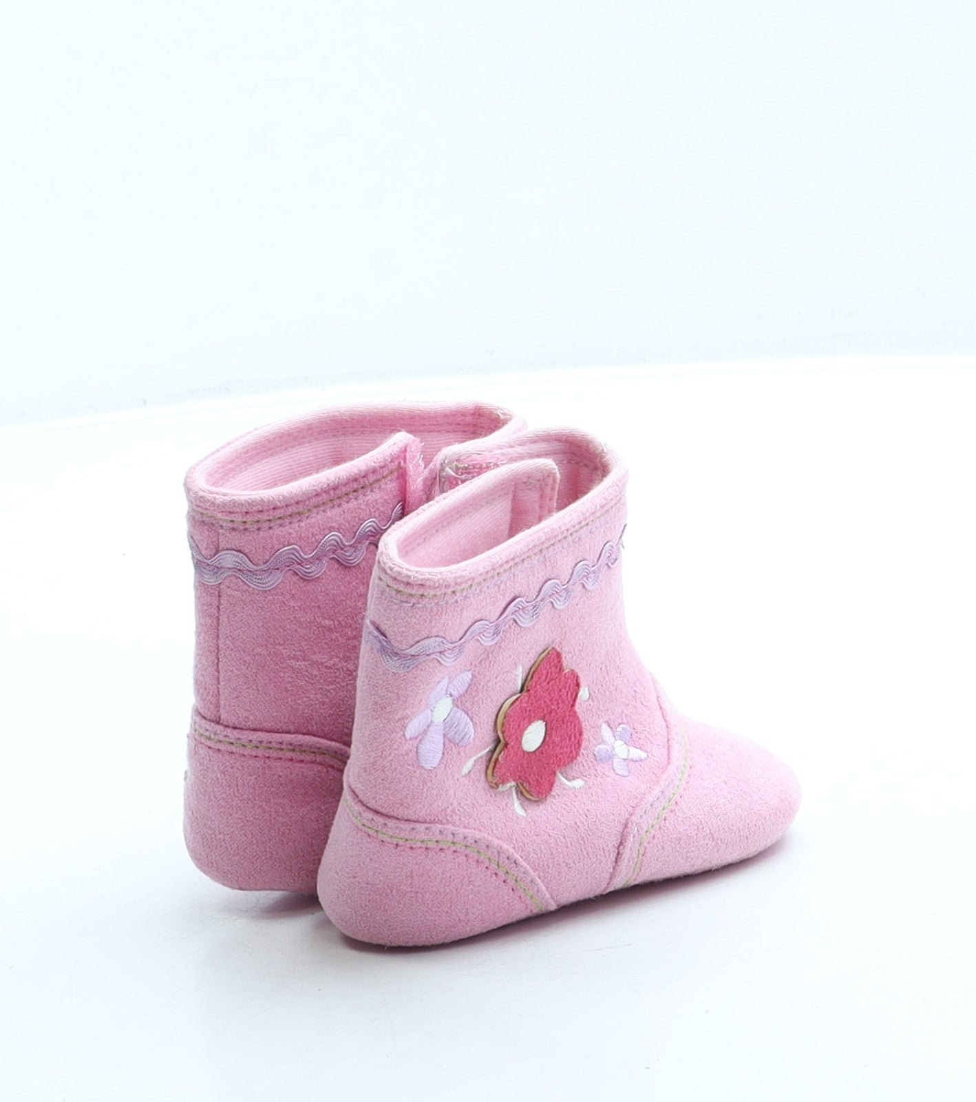 Preworn Girls Pink Polyester Shearling Style Boot UK 0-6 Months