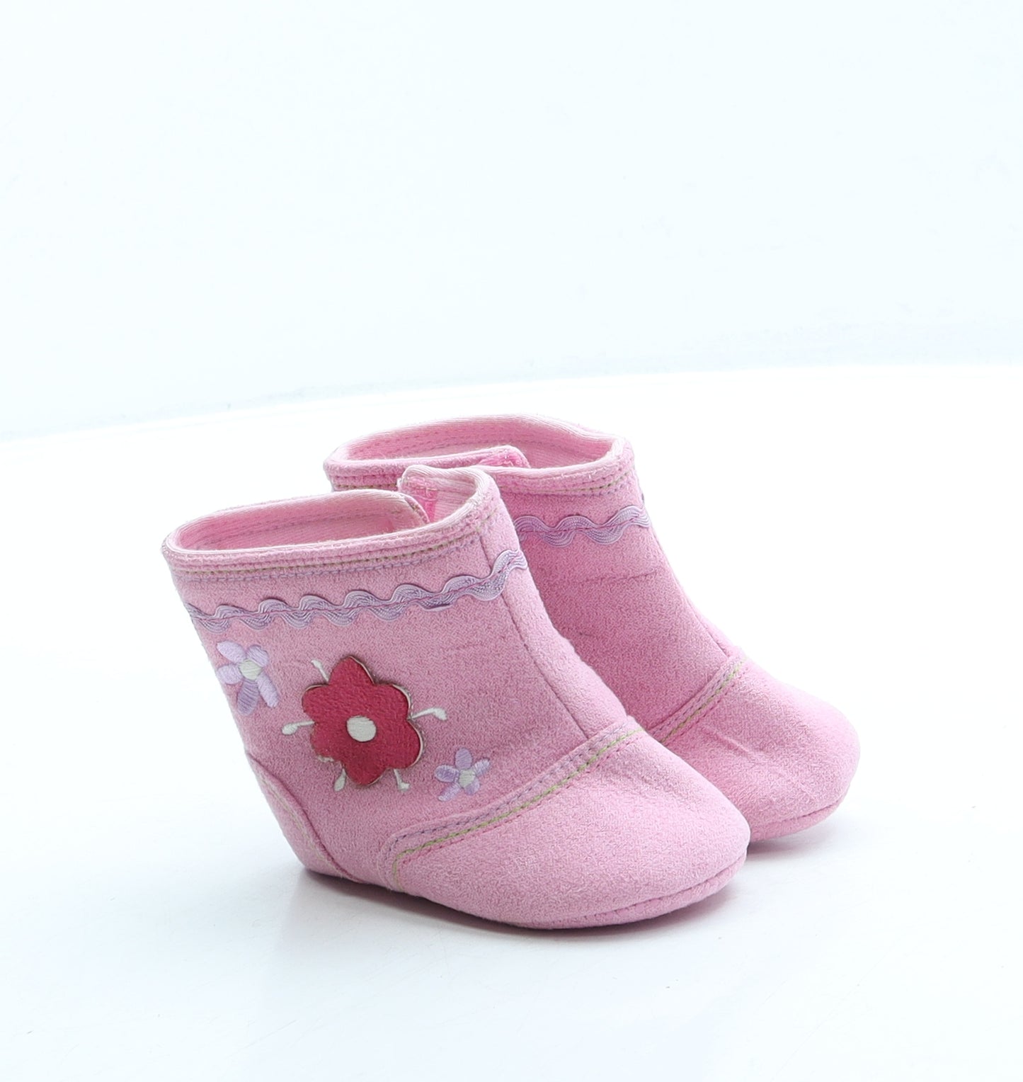 Preworn Girls Pink Polyester Shearling Style Boot UK 0-6 Months